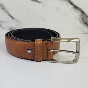 Vera Pelle Letaher Belt Brown with Silver Buckle